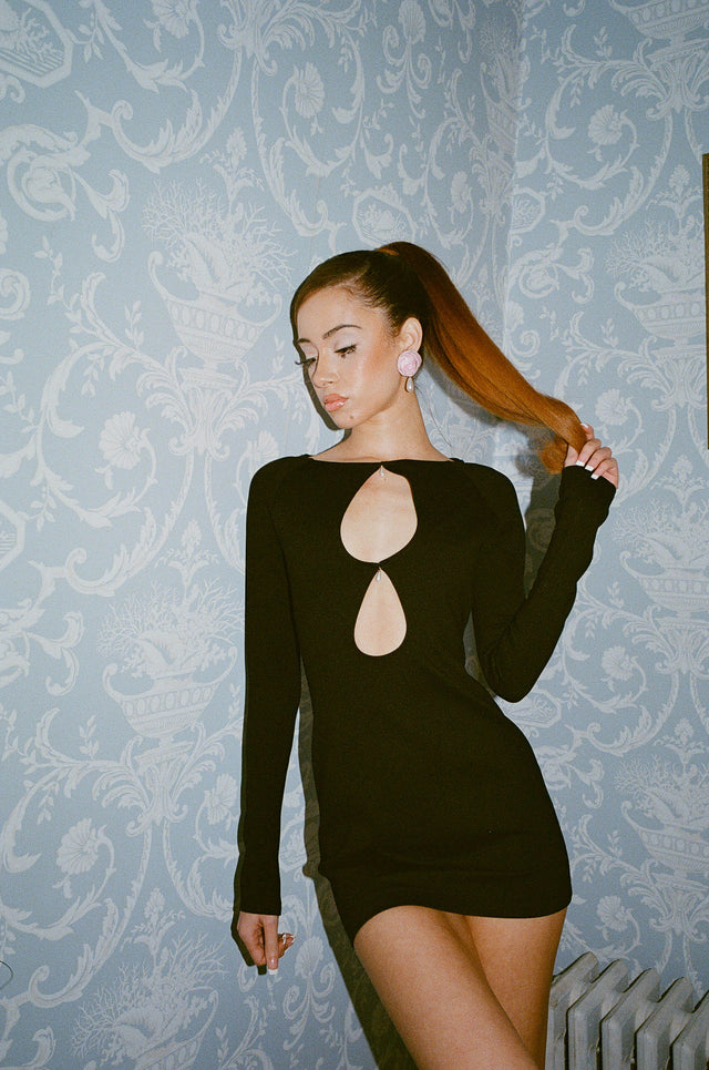 Marisol Keyhole Mini Dress Black