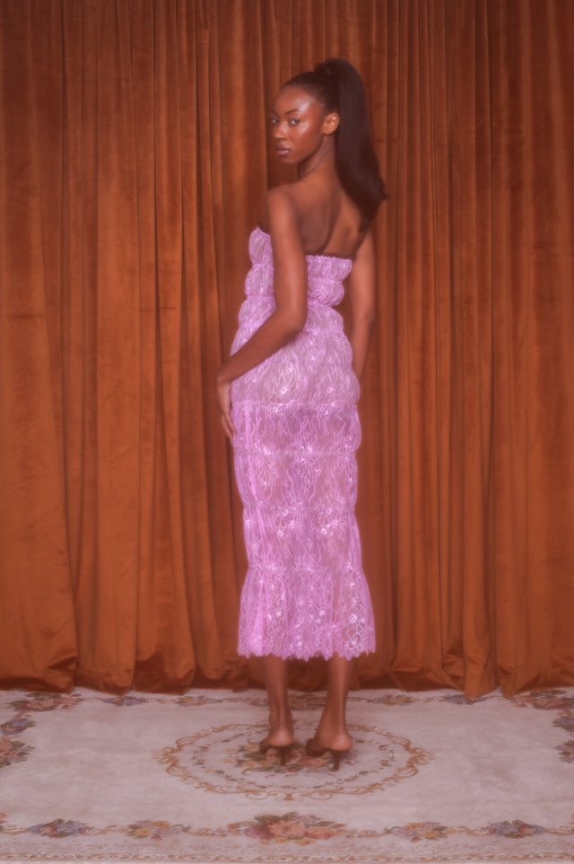 Louise Ruched Lace Dress