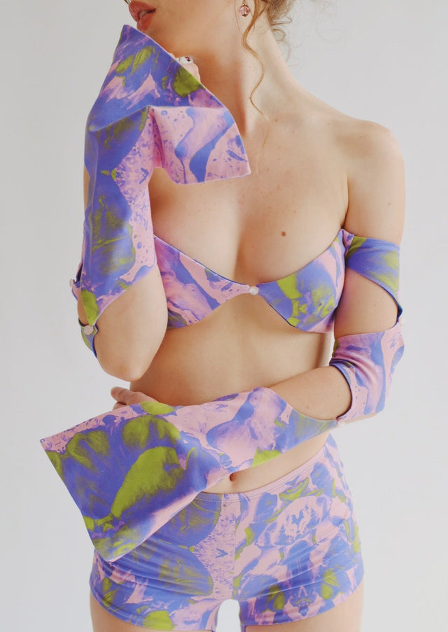 Purple Monarch Lycra Off Shoulder Top