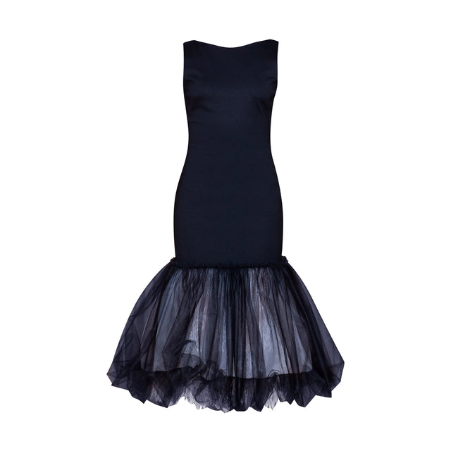 Charlotte Midi Tulle Dress Black