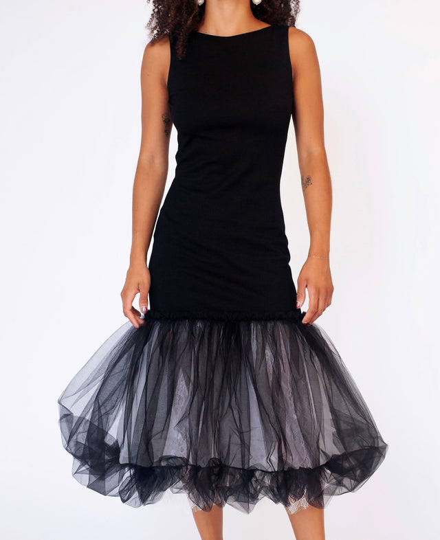 Charlotte Midi Tulle Dress Black