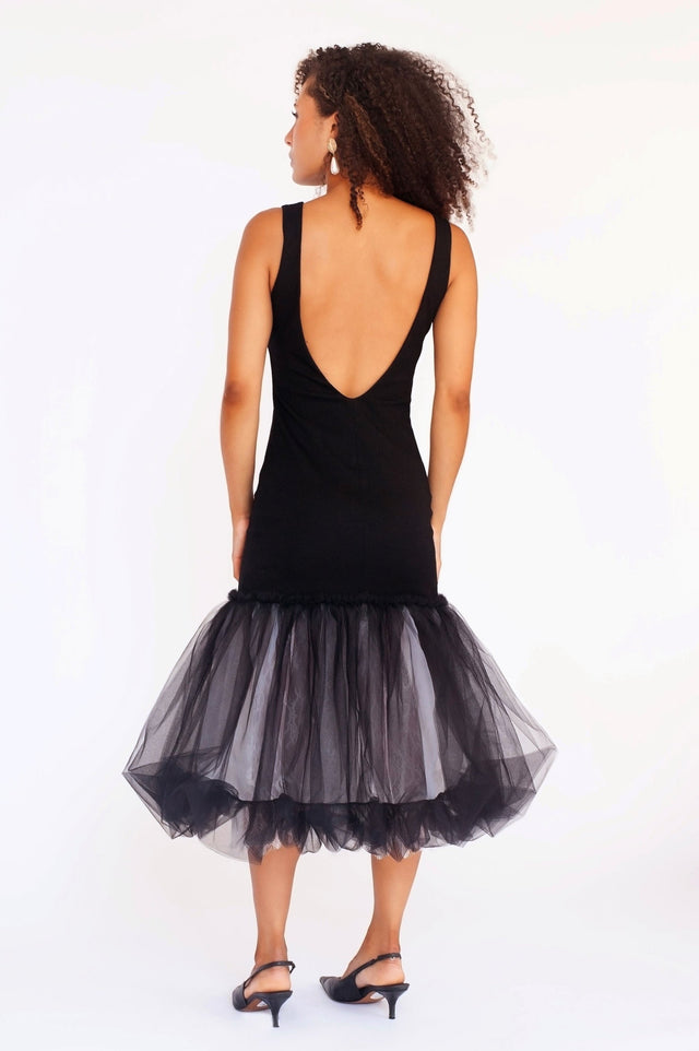 Charlotte Midi Tulle Dress Black